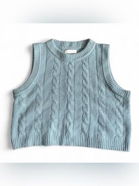 Sablyn cashmere light blue cable knit sweater vest